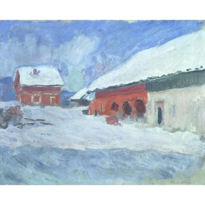 Claude Monet – Les maisons rouges à Bjoernegaard